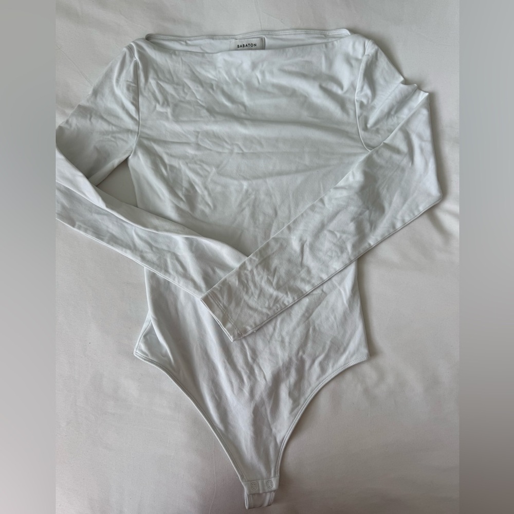 Babaton All White Everything  Long Sleeve Bodysuit